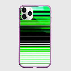 Чехол iPhone 11 Pro матовый Разноцветные вертикальные линии, цвет: 3D-фиолетовый