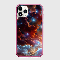 Чехол iPhone 11 Pro матовый Космические звезды, цвет: 3D-малиновый