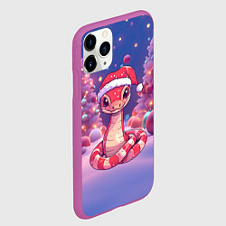 Чехол iPhone 11 Pro матовый Змея и яркие елки 2025, цвет: 3D-фиолетовый — фото 2