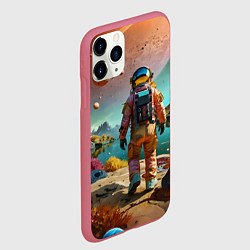 Чехол iPhone 11 Pro матовый Астронавт на красочной планете, цвет: 3D-малиновый — фото 2