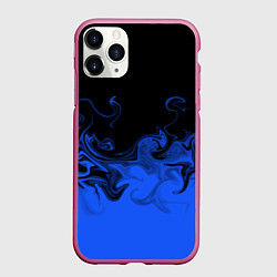 Чехол iPhone 11 Pro матовый Абстрактный синий огонь, цвет: 3D-малиновый