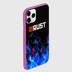 Чехол iPhone 11 Pro матовый Rust neon flame, цвет: 3D-фиолетовый — фото 2