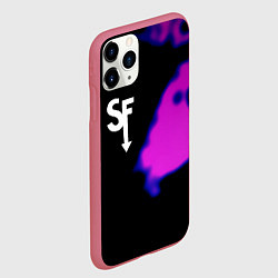 Чехол iPhone 11 Pro матовый Sally Face неон краски, цвет: 3D-малиновый — фото 2