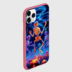 Чехол iPhone 11 Pro матовый Танец неоновых скелетов под грибами, цвет: 3D-малиновый — фото 2