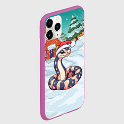 Чехол iPhone 11 Pro матовый Полосатая змея 2025 года, цвет: 3D-фиолетовый — фото 2