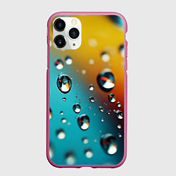 Чехол iPhone 11 Pro матовый Крупные капли на цветном фоне, цвет: 3D-малиновый