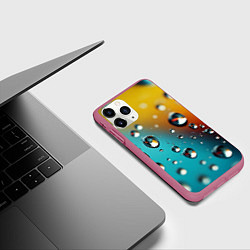 Чехол iPhone 11 Pro матовый Крупные капли на цветном фоне, цвет: 3D-малиновый — фото 2