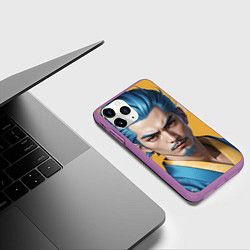 Чехол iPhone 11 Pro матовый Японский воин искусство, цвет: 3D-фиолетовый — фото 2