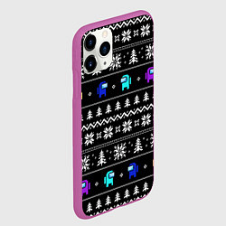 Чехол iPhone 11 Pro матовый Ornament - Among Us new year, цвет: 3D-фиолетовый — фото 2
