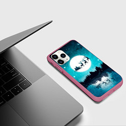 Чехол iPhone 11 Pro матовый Ночь нового года, цвет: 3D-малиновый — фото 2