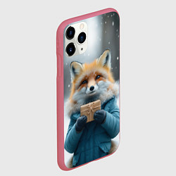 Чехол iPhone 11 Pro матовый Лисица с подарком, цвет: 3D-малиновый — фото 2