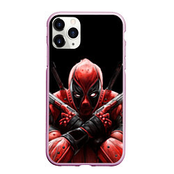 Чехол iPhone 11 Pro матовый Bloody Deadpool, цвет: 3D-розовый