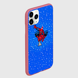 Чехол iPhone 11 Pro матовый Новогодний паучок, цвет: 3D-малиновый — фото 2