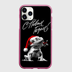 Чехол iPhone 11 Pro матовый Бородатый дракон в Новый год, цвет: 3D-малиновый
