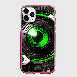 Чехол iPhone 11 Pro матовый Зелёная сфера киберпанк, цвет: 3D-малиновый