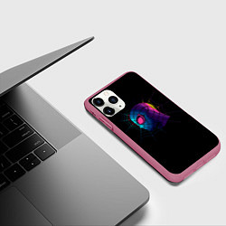 Чехол iPhone 11 Pro матовый Неоновый человек паук, цвет: 3D-малиновый — фото 2