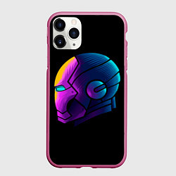 Чехол iPhone 11 Pro матовый Неоновый железный человек, цвет: 3D-малиновый
