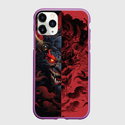Чехол iPhone 11 Pro матовый Японский демон Они, цвет: 3D-фиолетовый