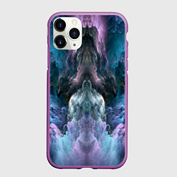 Чехол iPhone 11 Pro матовый Фантастический неоновый космос, цвет: 3D-фиолетовый