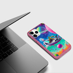 Чехол iPhone 11 Pro матовый Рик в космической лодке - сюрреализм, цвет: 3D-малиновый — фото 2