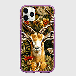 Чехол iPhone 11 Pro матовый Газель, цвет: 3D-фиолетовый