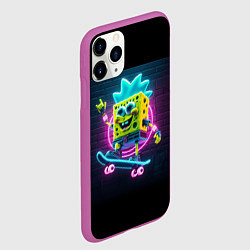 Чехол iPhone 11 Pro матовый Sponge Bob on a skateboard - ai art fantasy, цвет: 3D-фиолетовый — фото 2