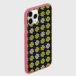 Чехол iPhone 11 Pro матовый Жёлто-белые звёзды на чёрном фоне, цвет: 3D-малиновый — фото 2