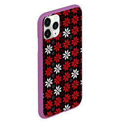 Чехол iPhone 11 Pro матовый Red and white stars on a black background, цвет: 3D-фиолетовый — фото 2