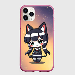 Чехол iPhone 11 Pro матовый Куроми на звездном фоне, цвет: 3D-малиновый
