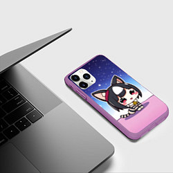 Чехол iPhone 11 Pro матовый Куроми на розовом островке, цвет: 3D-фиолетовый — фото 2