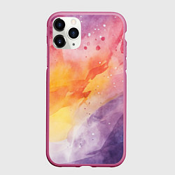 Чехол iPhone 11 Pro матовый Краски акварели, цвет: 3D-малиновый