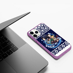 Чехол iPhone 11 Pro матовый Demon slayer sweater, цвет: 3D-фиолетовый — фото 2