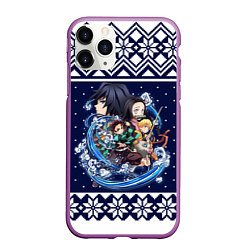 Чехол iPhone 11 Pro матовый Demon slayer sweater, цвет: 3D-фиолетовый