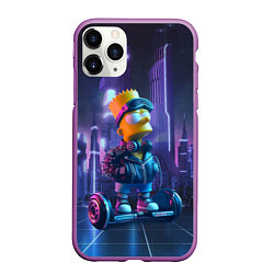 Чехол iPhone 11 Pro матовый Bart Simpson on a gyro scooter - ai art, цвет: 3D-фиолетовый