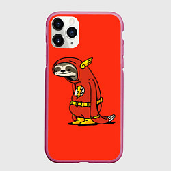 Чехол iPhone 11 Pro матовый Ленивец Флэш, цвет: 3D-малиновый