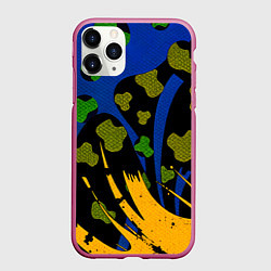 Чехол iPhone 11 Pro матовый Абстрактные пятна леопарда, цвет: 3D-малиновый
