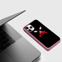 Чехол iPhone 11 Pro матовый Неоновый паук в темноте, цвет: 3D-малиновый — фото 2