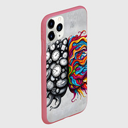 Чехол iPhone 11 Pro матовый Полушария мозга, цвет: 3D-малиновый — фото 2