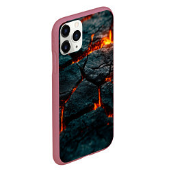 Чехол iPhone 11 Pro матовый Скала и лава, цвет: 3D-малиновый — фото 2