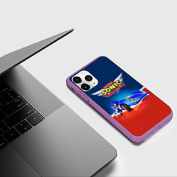 Чехол iPhone 11 Pro матовый Hedgehog - Sonic racing team, цвет: 3D-фиолетовый — фото 2