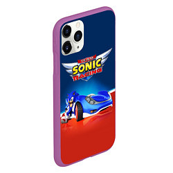 Чехол iPhone 11 Pro матовый Hedgehog - Sonic racing team, цвет: 3D-фиолетовый — фото 2