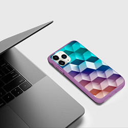 Чехол iPhone 11 Pro матовый Объёмные разноцветные градиентные кубы, цвет: 3D-фиолетовый — фото 2