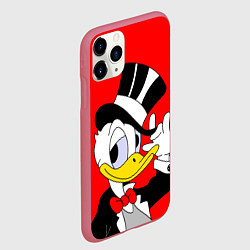 Чехол iPhone 11 Pro матовый Дональ Дак в цилиндре, цвет: 3D-малиновый — фото 2