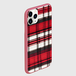 Чехол iPhone 11 Pro матовый Красно-белая ткань в клетку, цвет: 3D-малиновый — фото 2