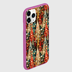 Чехол iPhone 11 Pro матовый Новогодний еловый лес, цвет: 3D-фиолетовый — фото 2