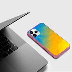 Чехол iPhone 11 Pro матовый Желто голубой градиент, цвет: 3D-малиновый — фото 2