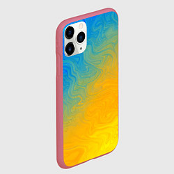 Чехол iPhone 11 Pro матовый Желто голубой градиент, цвет: 3D-малиновый — фото 2
