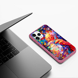 Чехол iPhone 11 Pro матовый Santa Claus: pop-art modern pointillism, цвет: 3D-малиновый — фото 2