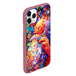 Чехол iPhone 11 Pro матовый Santa Claus: pop-art modern pointillism, цвет: 3D-малиновый — фото 2