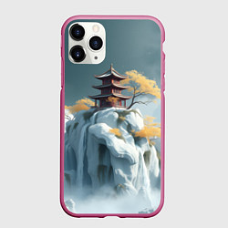 Чехол iPhone 11 Pro матовый Японский снежный пейзаж, цвет: 3D-малиновый
